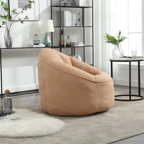 Comfy High-Pressure Foam Bean Bag Chair With Footrest - Tan