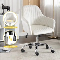Velvet Home Office Desk Chair - Light Beige