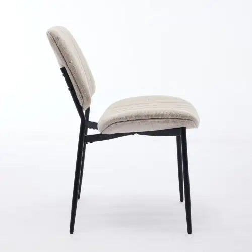Modern Retro Linen Dining Chairs Set of 2 - Bentwood Back & Metal Legs
