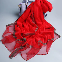 Elegant Silk-Like Scarf for Women - Versatile Long Shawl Wrap