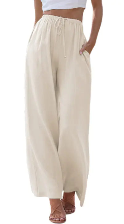 Women's Cotton-Linen Wide-Leg Pants