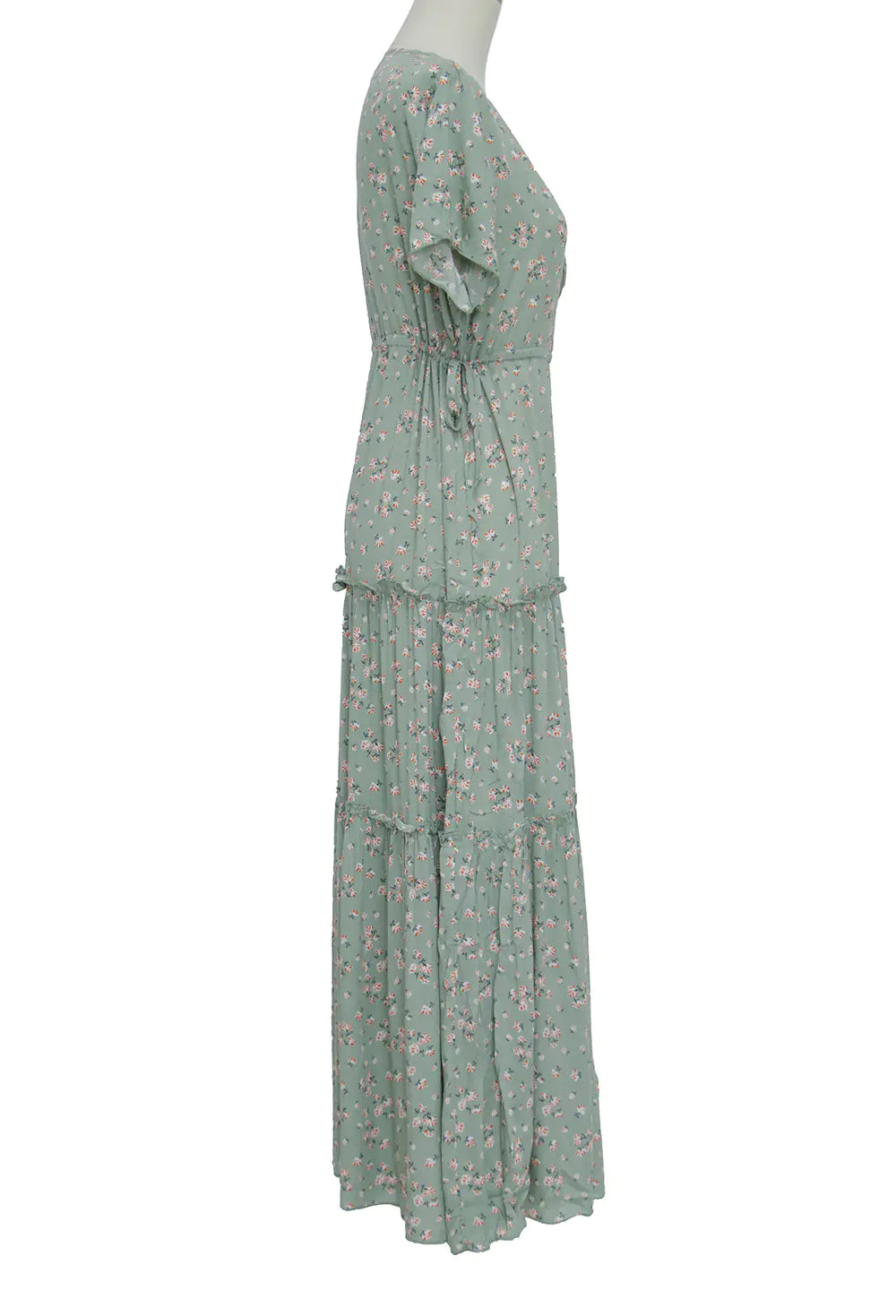 Bohemian Ruffled V-Neck Floral Maxi Dress