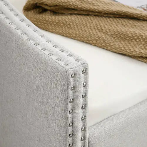 Elegant Tufted Double Sofa Bed with Pull-Out Trundle - Beige