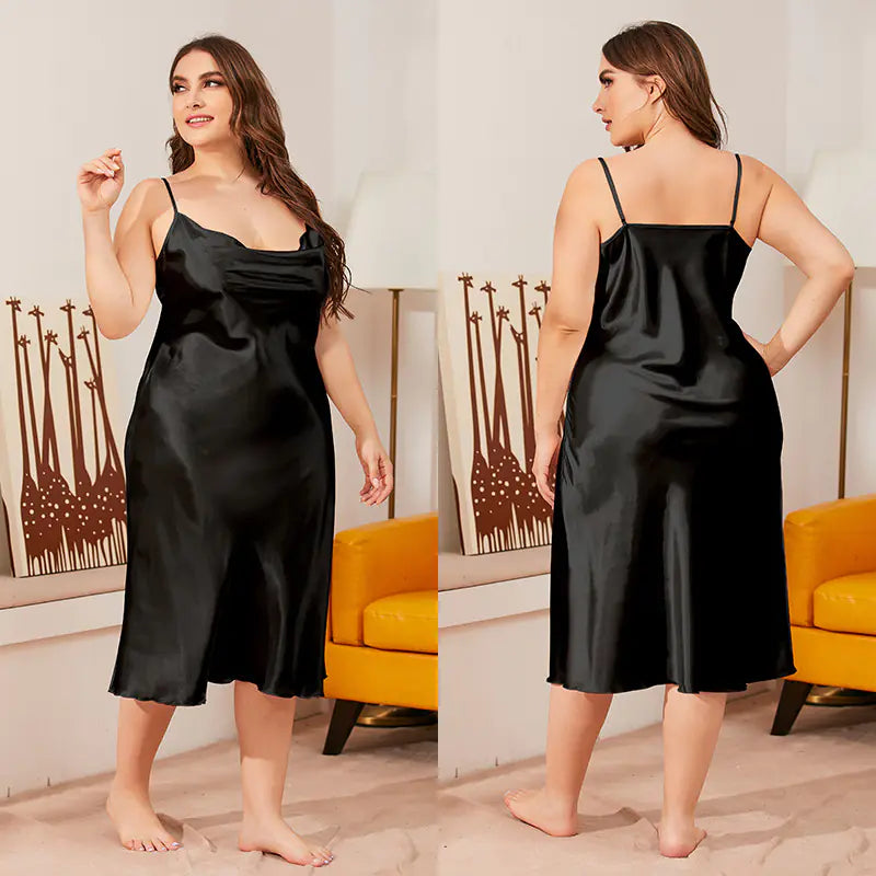 Luxurious Plus Size Satin Cowl Neck Cami Nightdress