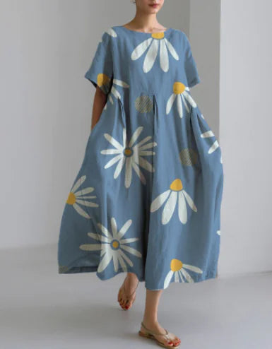 Elegant Cotton-Feel Casual Dress for Women
