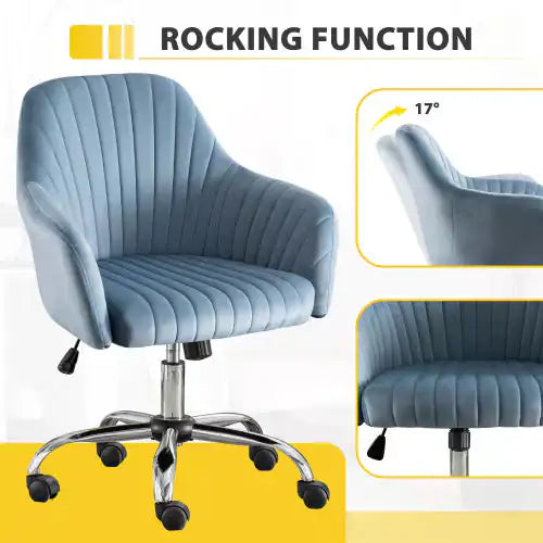 Office Desk Chair with Adjustable Height & Casters - Blue Velvet