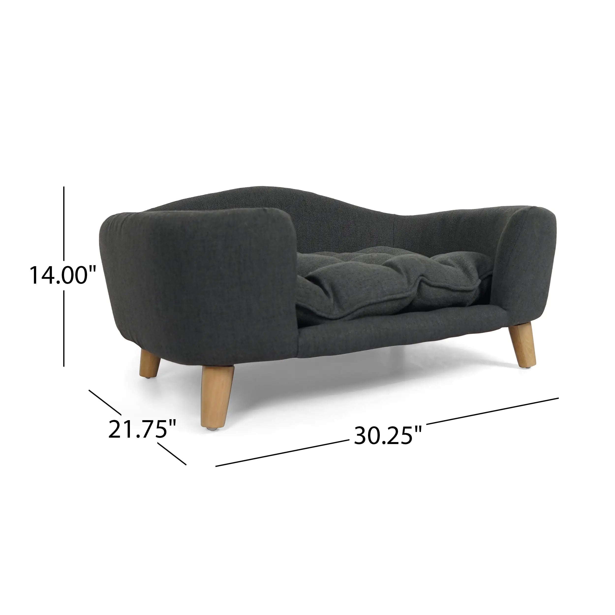 Luxurious Mid-Century Modern Dog Bed in Dark Gray