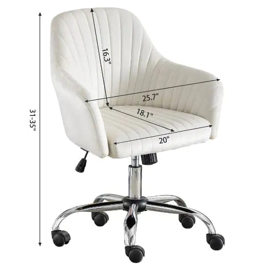 Velvet Home Office Desk Chair - Light Beige