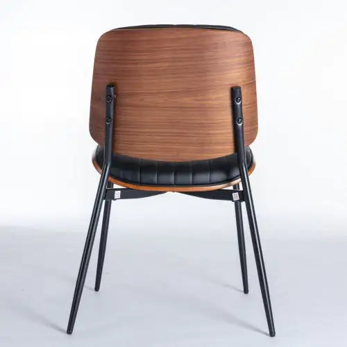 Modern Retro Dining Chairs Set of 2 - Faux Leather with Metal Legs