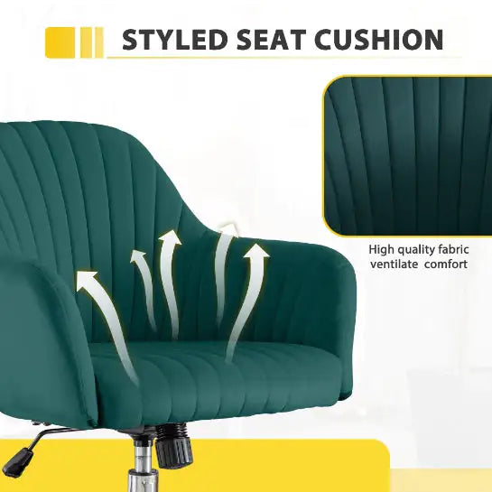 Velvet Adjustable Office Desk Chair - Green