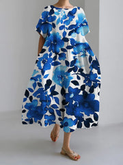 Retro Geometric Long Dress - Casual & Elegant