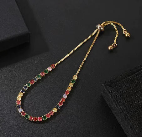 Stunning Adjustable Crystal Bracelet with Multicolor Zircon Accents