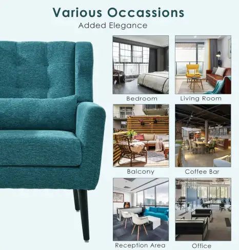 Teal Modern Upholstered Armchair – Chenille Comfort Chair
