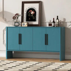 Antique Blue 4-Door Vintage Sideboard with Adjustable Shelves