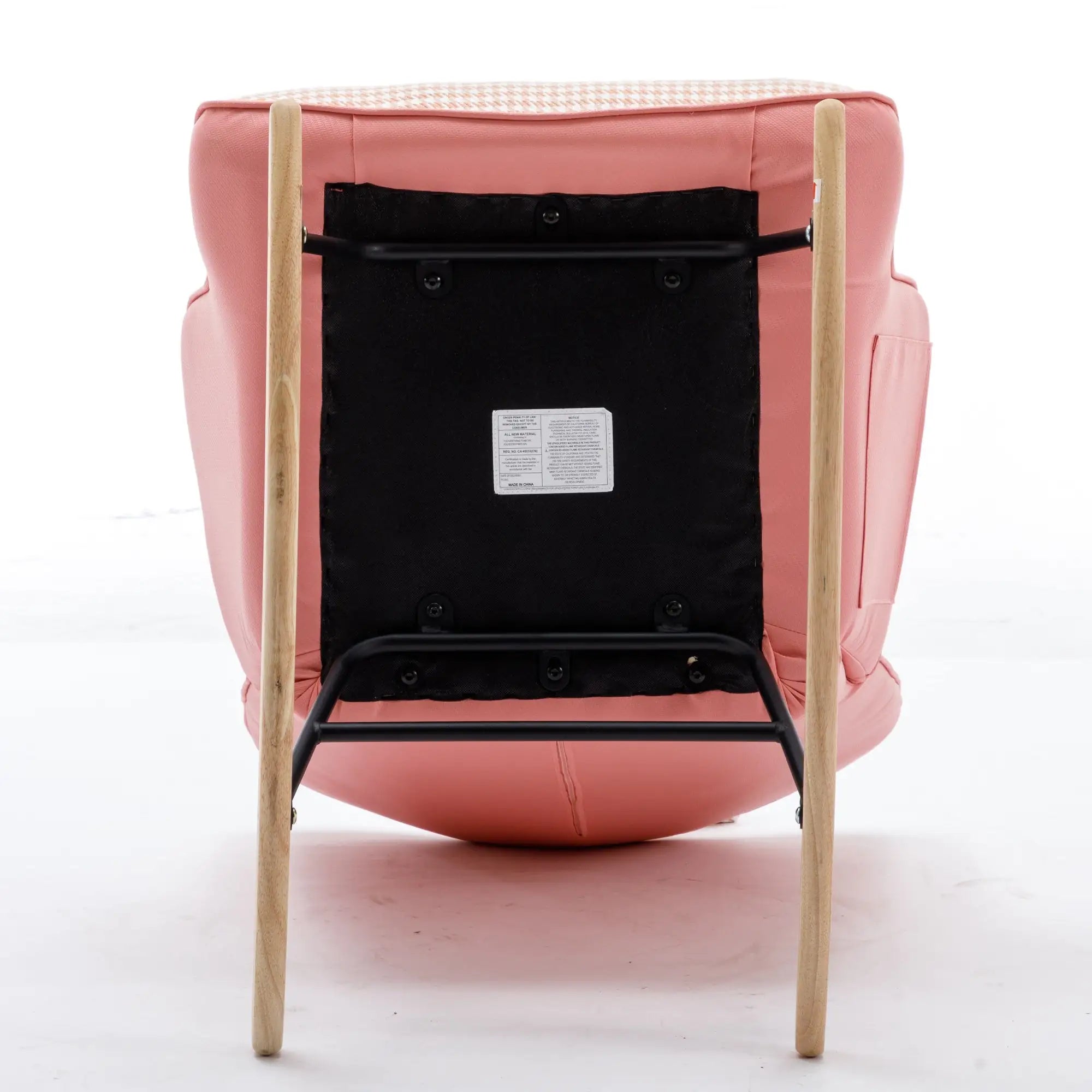 Elegant Houndstooth Fabric Rocking Chair for Nursery and Living Spaces