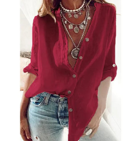 Soft V-Neck Cardigan - Comfy Cotton Blend, Long Sleeves
