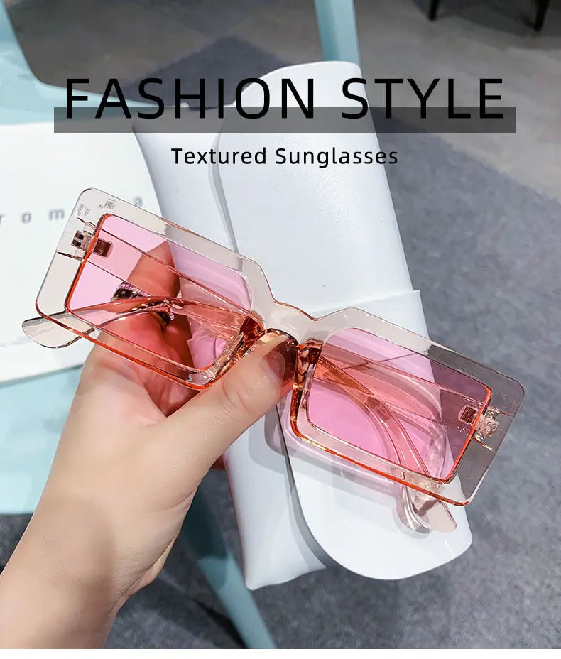 Retro Chic Rectangle Sunglasses UV400 Protection