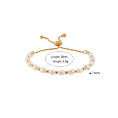 18k Plated Stainless Steel Freshwater Pearl Bracelet