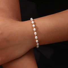 18k Plated Stainless Steel Freshwater Pearl Bracelet