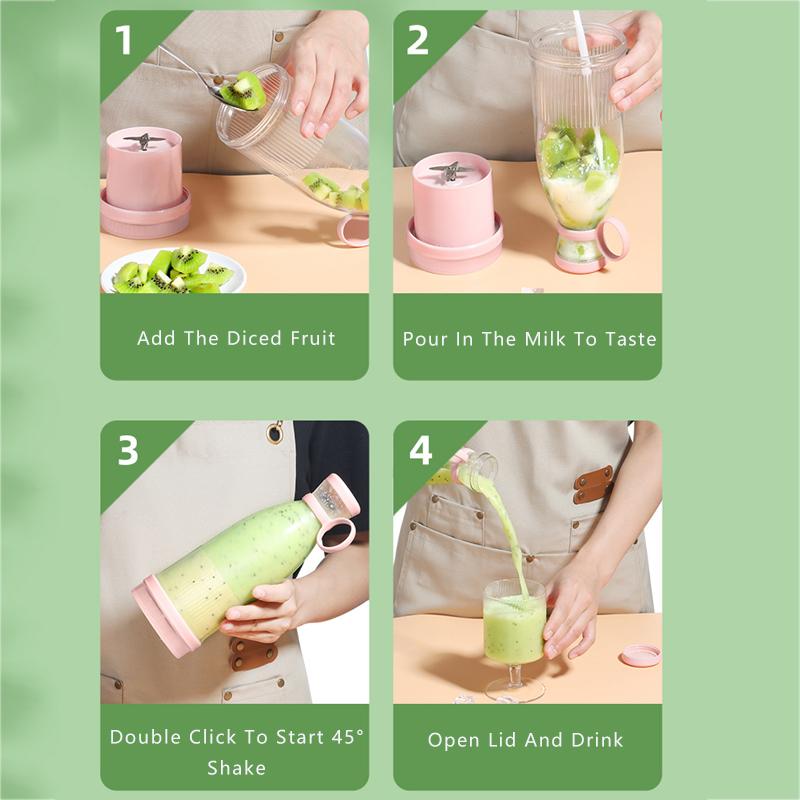 Portable USB Multifunctional Blender 350ml - Wire-Free Juice On-the-Go