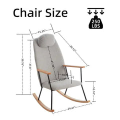 Light Grey Upholstered Rocking Chair - High Comfort Design