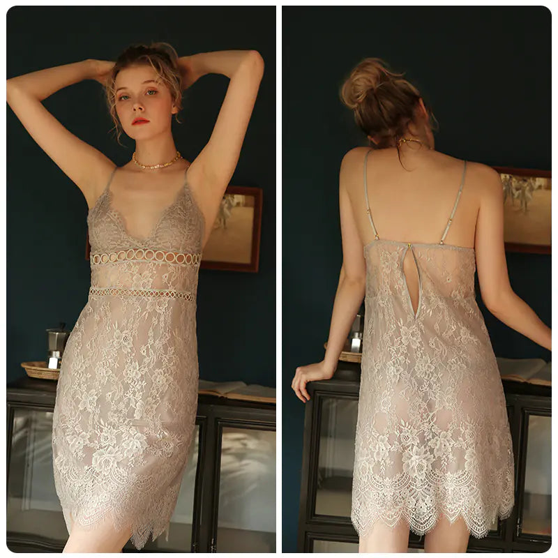Elegant V-Neck Cami Nightdress - Sleek Women's Loungewear