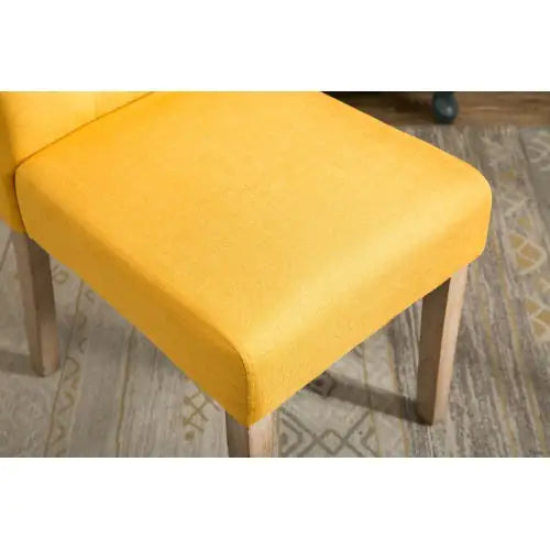 Chic Yellow Tufted Parsons Dining Chair Set (2 Pcs, Solid Wood)