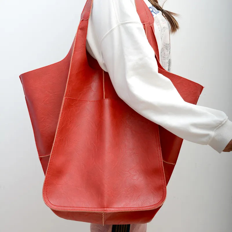 Elegant PU Leather Tote Bag - Large Capacity & Multi-Style