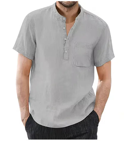 Men's Casual Cotton Linen T-Shirt - Breathable Summer Top