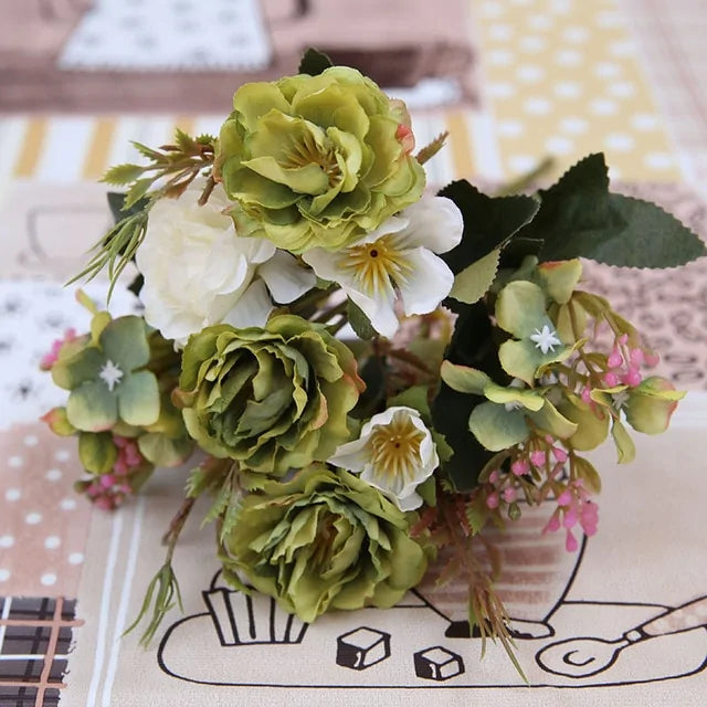 Vintage Silk Artificial Flowers Arrangement Kit