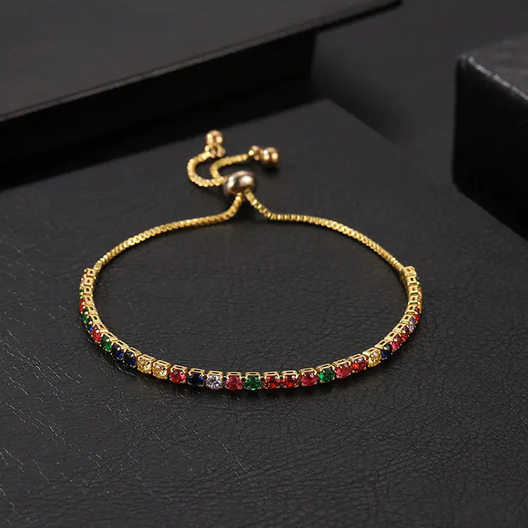 Stunning Adjustable Crystal Bracelet with Multicolor Zircon Accents