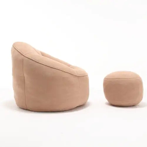 Comfy High-Pressure Foam Bean Bag Chair With Footrest - Tan