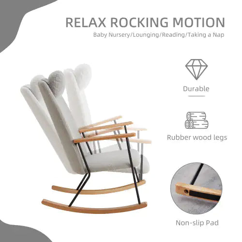 Light Grey Upholstered Rocking Chair - High Comfort Design