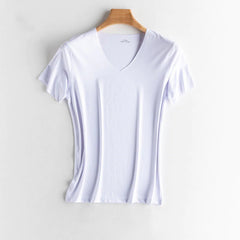 Luxurious Ice Silk V-Neck T-Shirt for Everyday Comfort