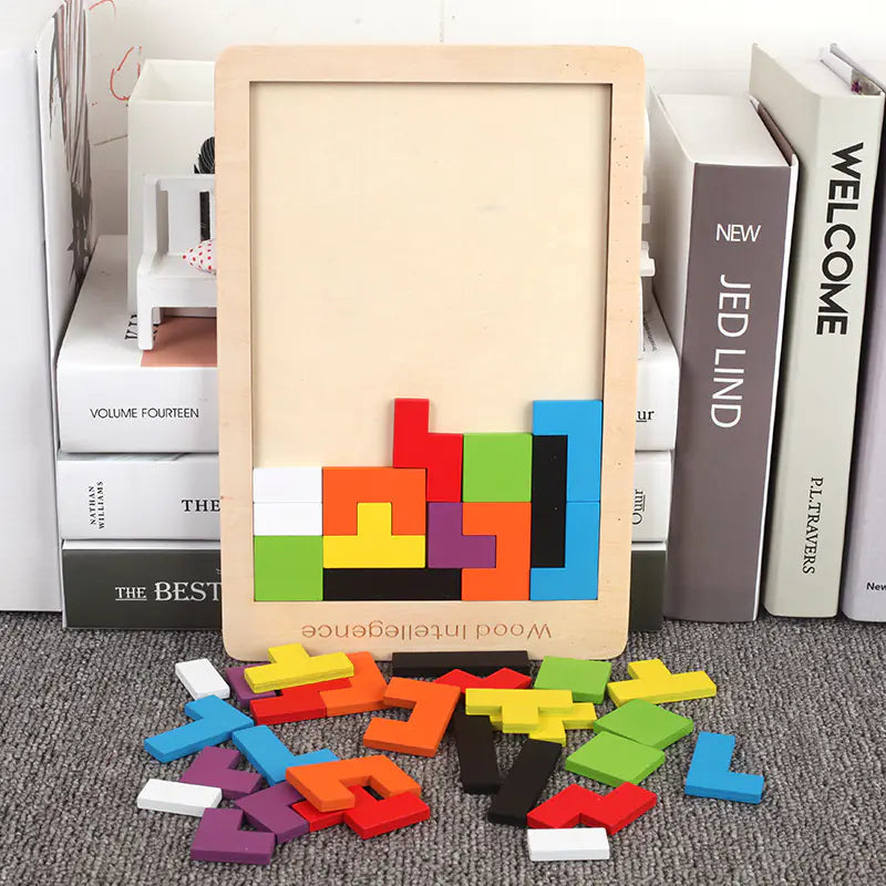 Wooden Tetris Puzzle Game for Kids Ages 3-9