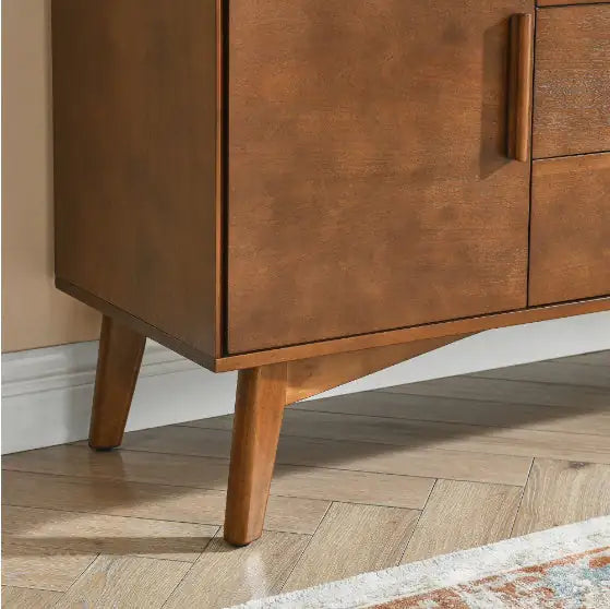 Medieval Modern Walnut Buffet Cabinet with Lockers