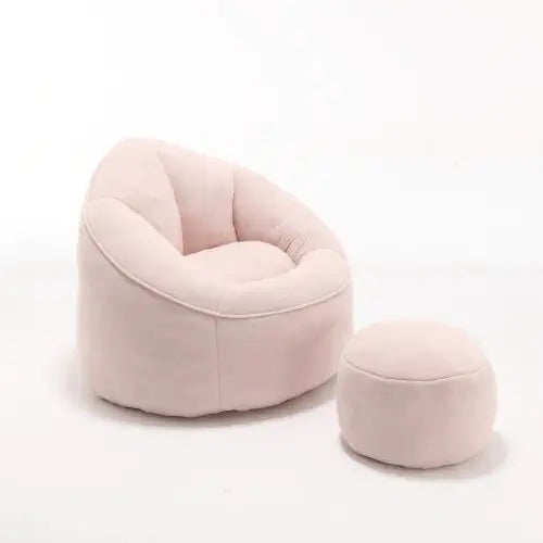 Comfy High-Pressure Foam Bean Bag Chair With Footrest - Pink