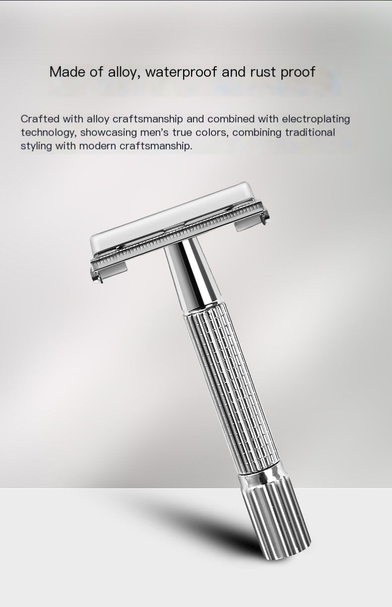 Vintage Styled Manual Safety Razor for Effortless Grooming