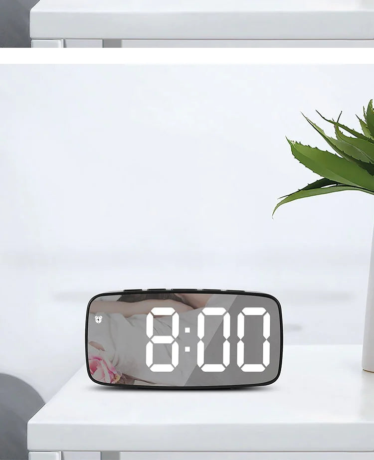 Stylish LED Mirror Alarm Clock – Modern Decor Essential