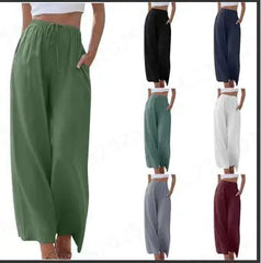 Women's Cotton-Linen Wide-Leg Pants