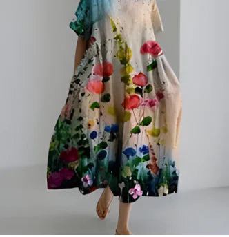 Elegant Cotton-Feel Casual Dress for Women