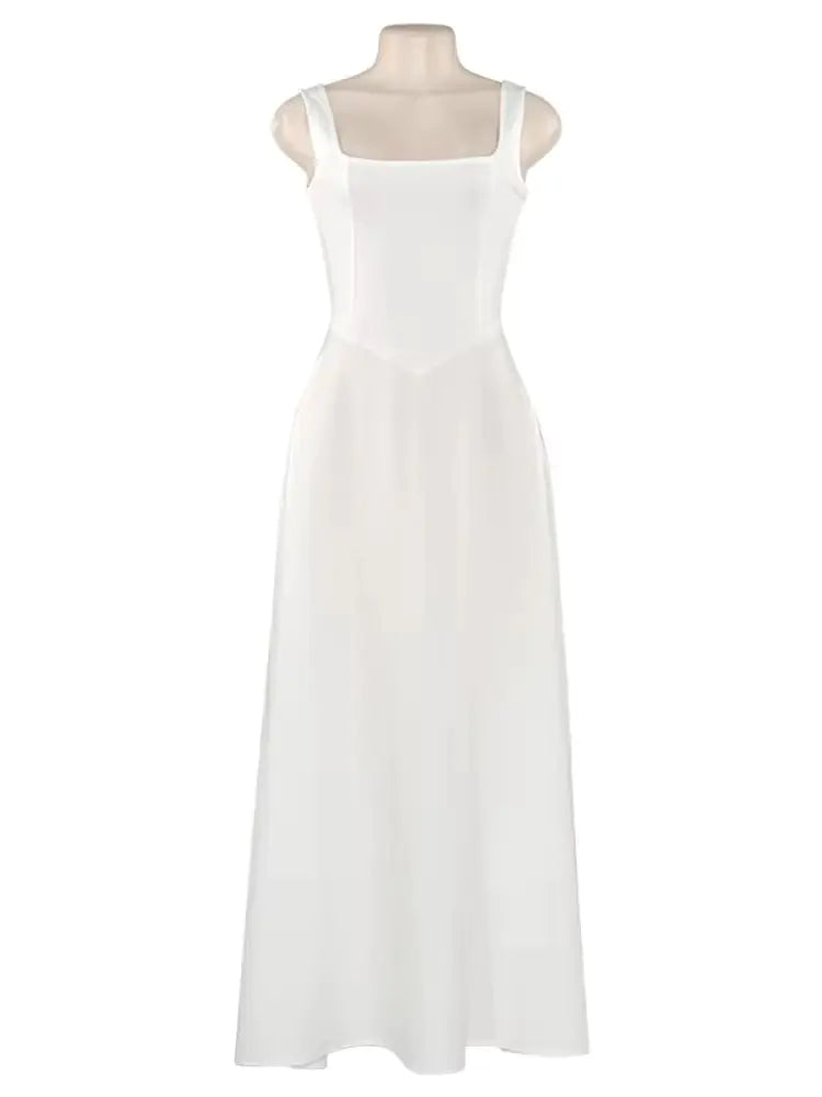 Elegant Square Neck A-Line Maxi Dress - Perfect for Evenings