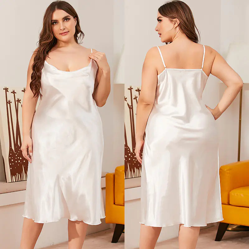 Luxurious Plus Size Satin Cowl Neck Cami Nightdress