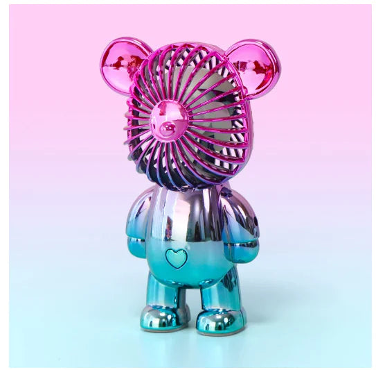 USB Mini Cartoon Bear Handheld Fan - Lightweight & Portable