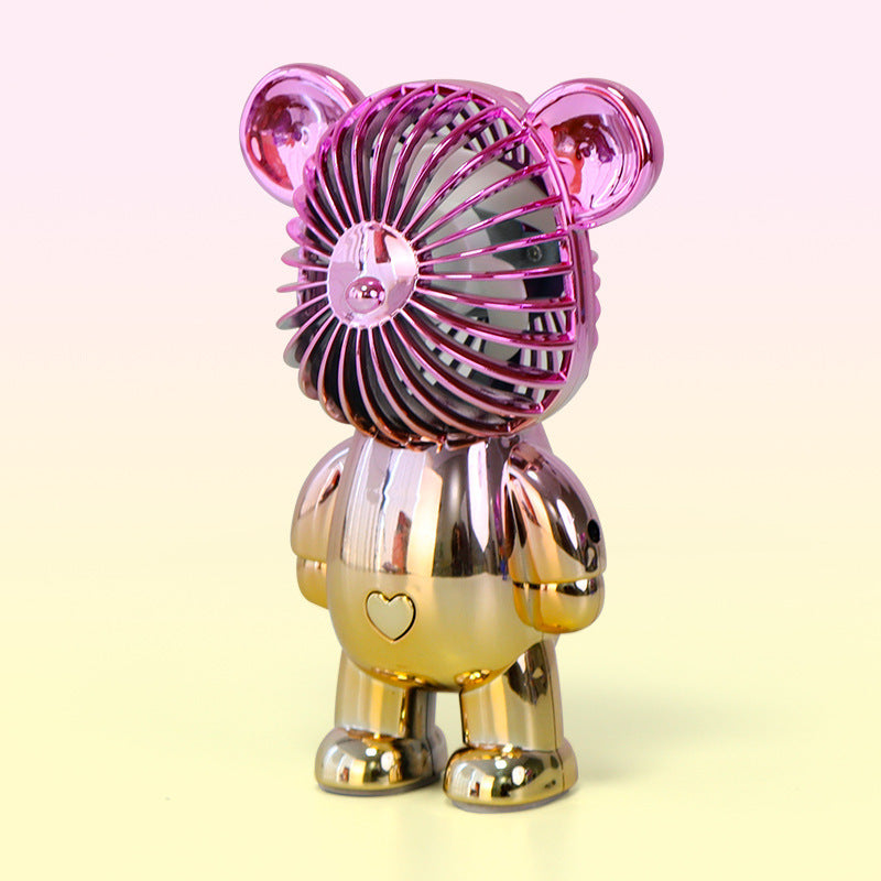 USB Mini Cartoon Bear Handheld Fan - Lightweight & Portable