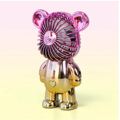 USB Mini Cartoon Bear Handheld Fan - Lightweight & Portable