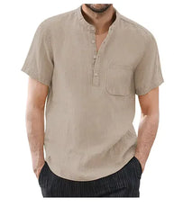 Men's Casual Cotton Linen T-Shirt - Breathable Summer Top