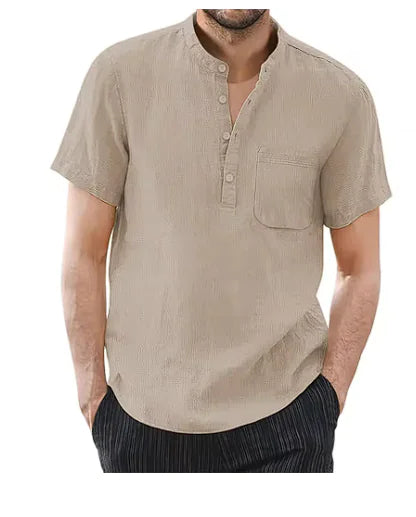 Men's Casual Cotton Linen T-Shirt - Breathable Summer Top