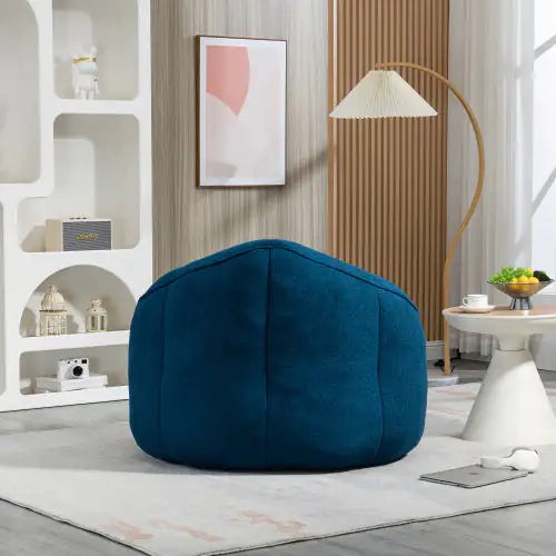 Comfy High-Pressure Foam Bean Bag Chair With Footrest - Blue