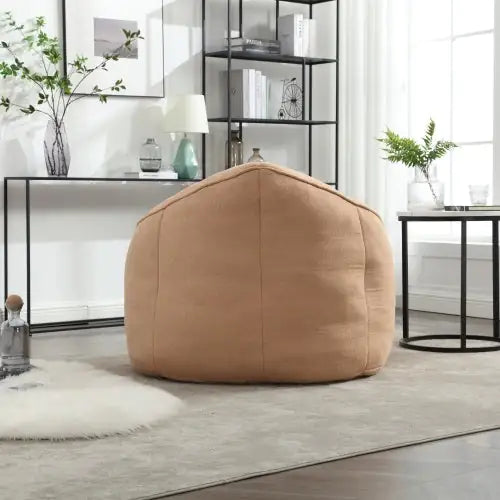Comfy High-Pressure Foam Bean Bag Chair With Footrest - Tan